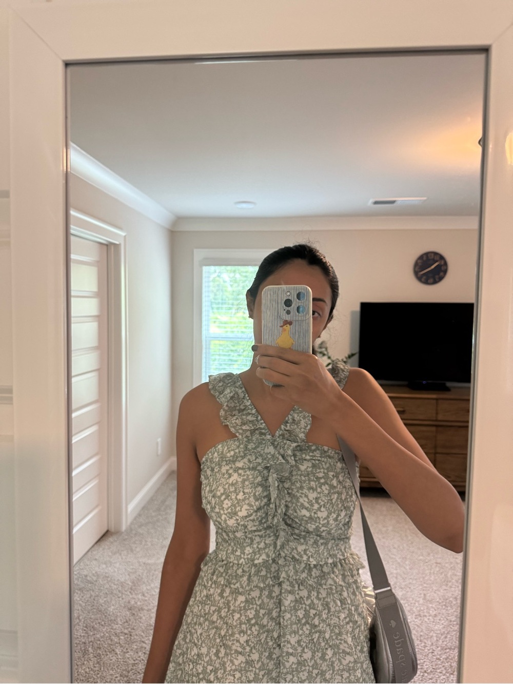 Grace Karin Sage Green Floral Midi Dress